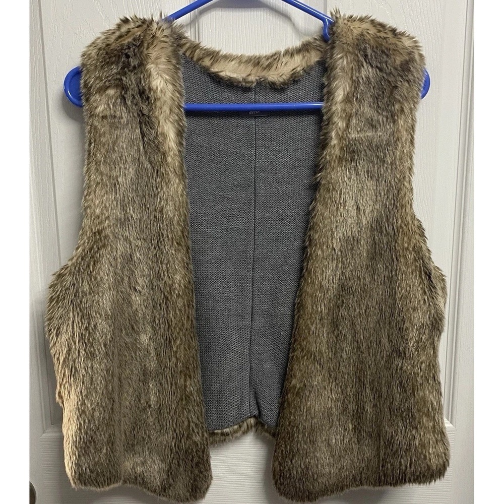 Aerie Women Faux Fur Brown Lightweight Vest EUC Sz.S-(One Size Junior)